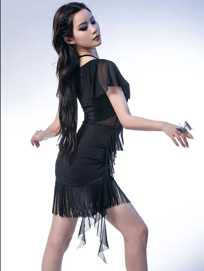 Женский костюм для латиноамериканских танцев тренировочный с коротким рукавом и