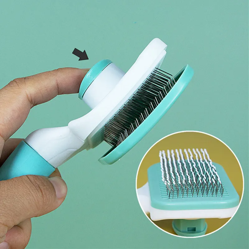 

Cat Comb One-click Cat Brush Automatic Pet Hair Remover Pet Grooming Open Knot Comb for Cats Grooming Handle Brush Pet Supplies