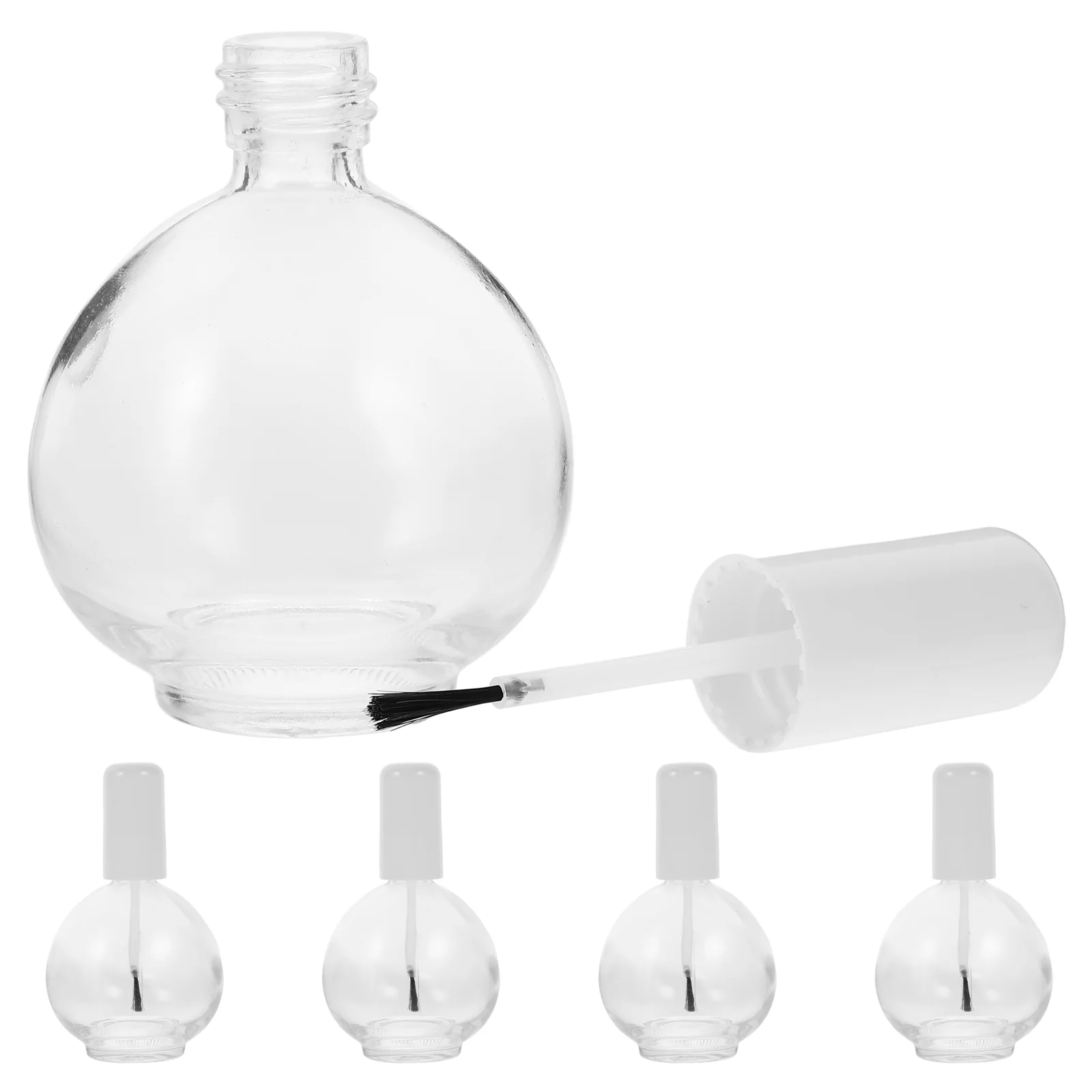 

5 Pcs Clear Glass Bottles Nail Polish Brush Empty Gel Refillable Fingernail High White Small