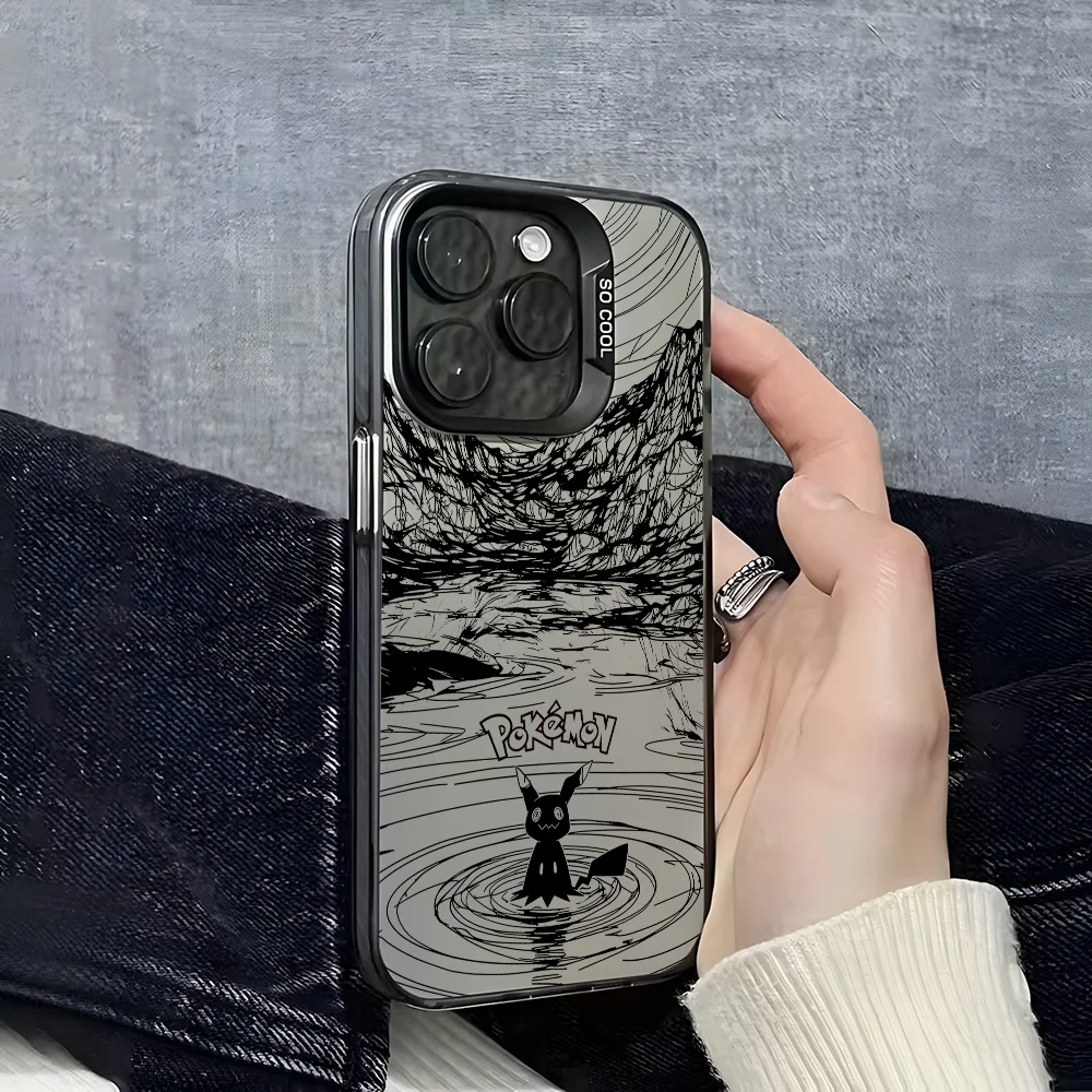 Чехол для телефона Umbreon Mewtwo Line Drawing iPhone 16 15 14 13 12 11 Pro Max черный фиолетовый матовый