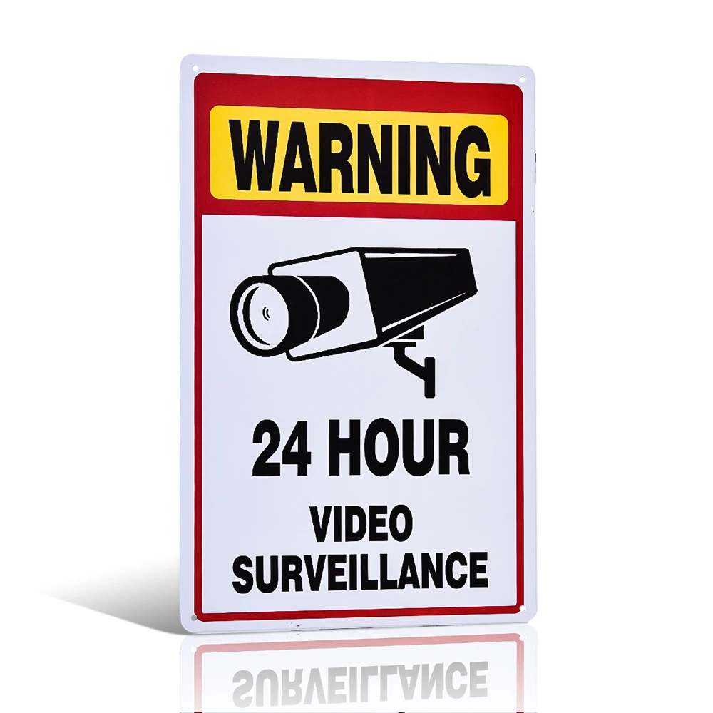 

Warning 24hour video Metal/Tin Sign House Office Restaurant Bar iron Paintings