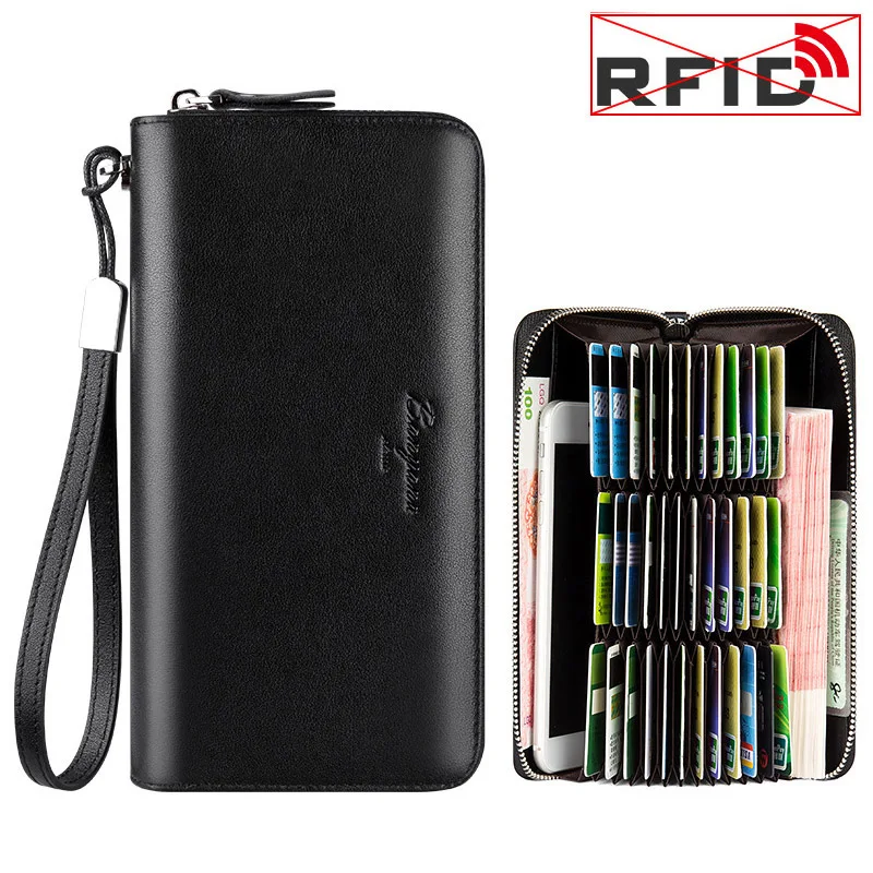 

36 Bits Men Credit Card Holders Genuine Leather ID Bank Card Wallet RFID Blocking Male Cardholder Wallet Phone Clutch Money Bag