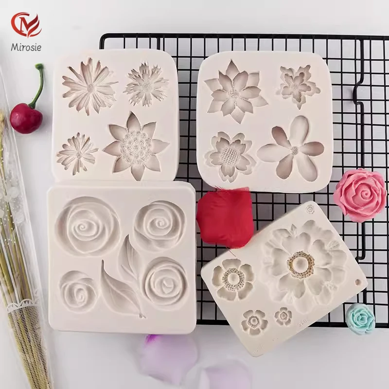 

Mirosie A Variety of Small Flower Silicone Molds Chrysanthemum Flower Cake Decoration Fondant Chocolate Mold Epoxy Resin Molds