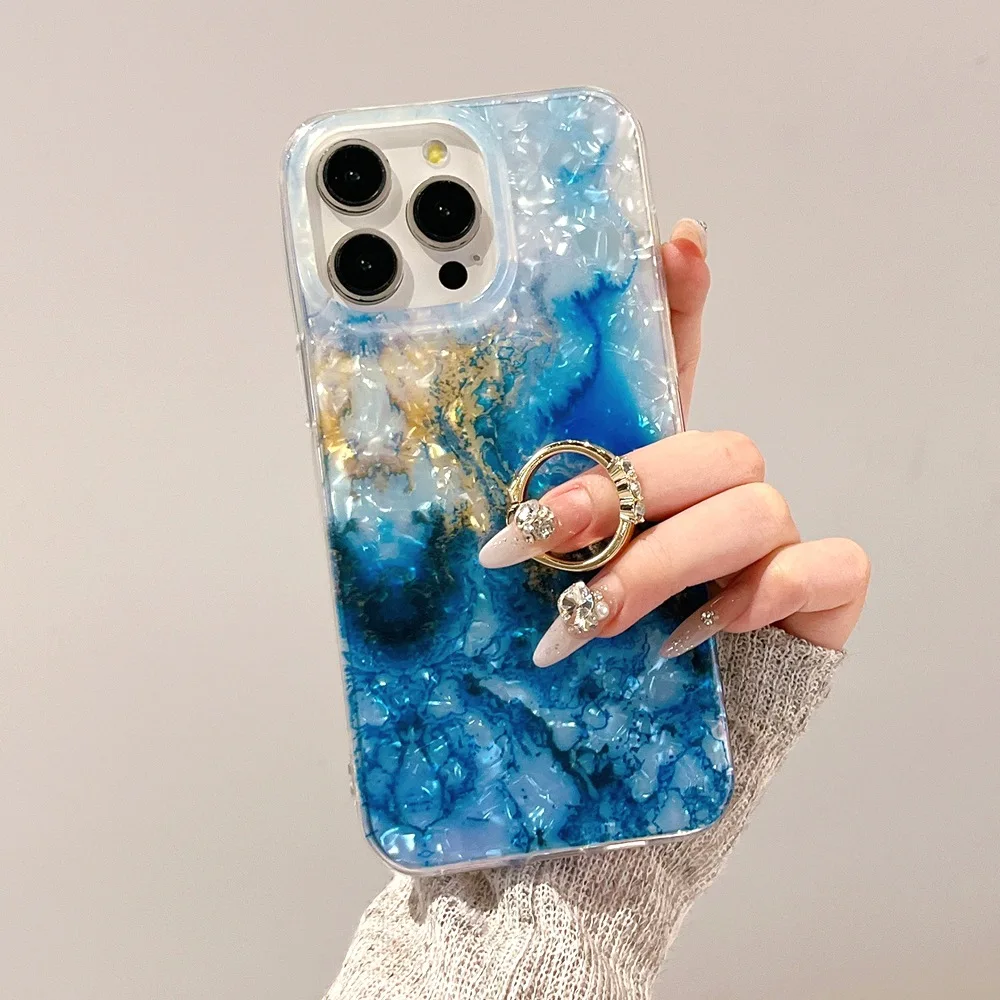 Роскошный лазерный чехол для телефона с мраморным узором и блестящим покрытием