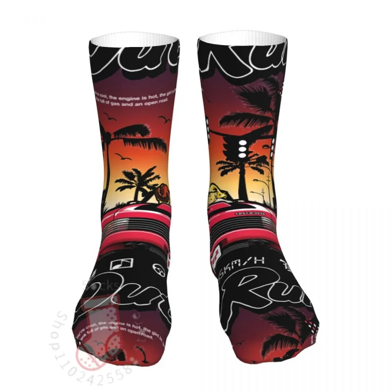 

Men Sport Out Run 80s Retro ade Game Socks Cotton Cartoon Woman Socks