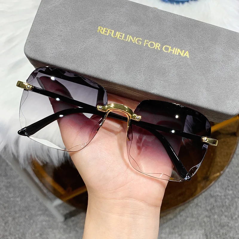 

Designer Brand New Rimless Cut Edge Fashion UV Protection Sunglasses очки солнечные женские Hot Selling Free Shipping