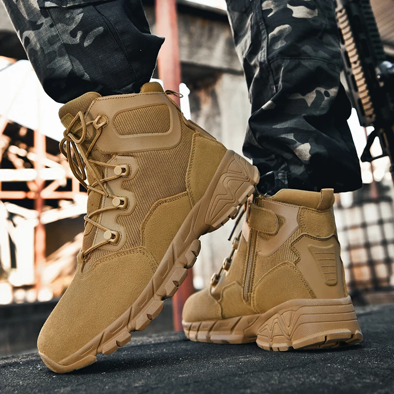 New Outdoor Military Tactical Boots Men Genuine leather Trekking Hiking Shoes Special Force Tactical Shoes Men Combat Army Boots