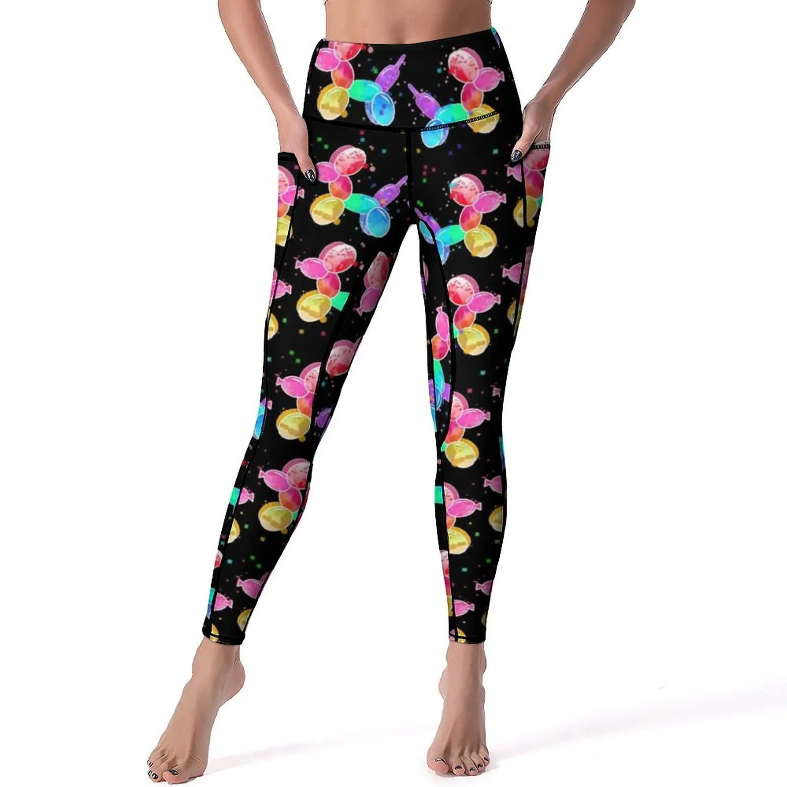 

Watercolor Balloon Yoga Pants Cute Dogs Print Leggings Sexy Push Up Retro Yoga Sports Tights Stretchy Graphic Fitness Leggins