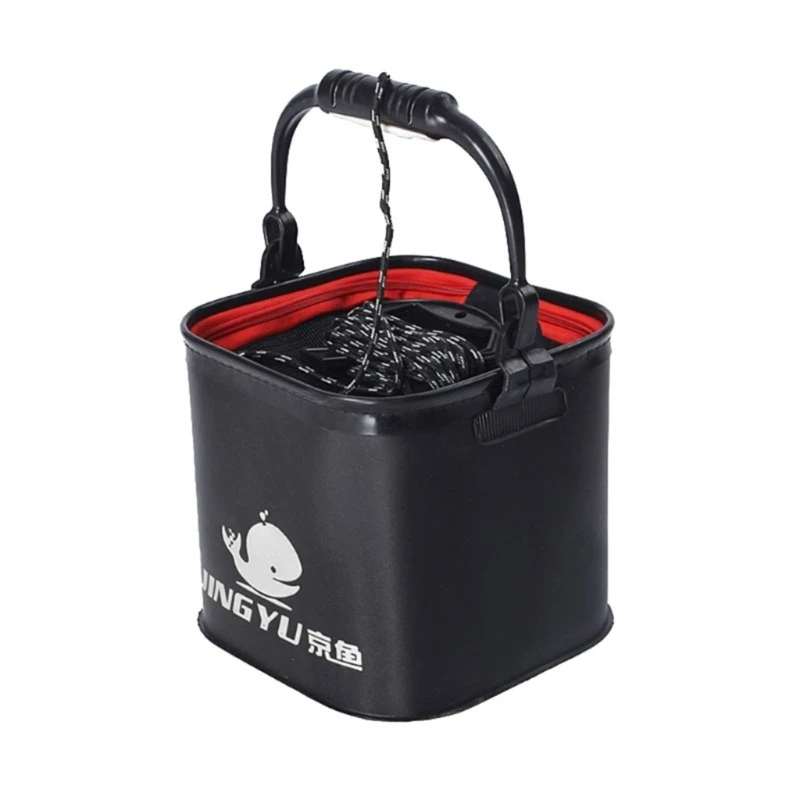 

Folding Fishing Bucket with Handle Lightweight Fishing Water Pail for Camping