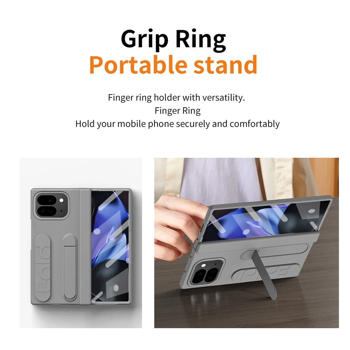 Матовый чехол-держатель с подставкой и кольцом для Google Pixel 9 Pro 9ProFold Flip Hinge Axis Armor Cover