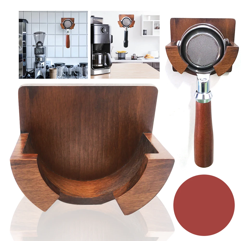 

51/53/54/58mm Coffee Portafilter Wall Rack Wooden Espresso Portafilter Wall Mount Holder Coffee Filter Rack Self-Adhesive