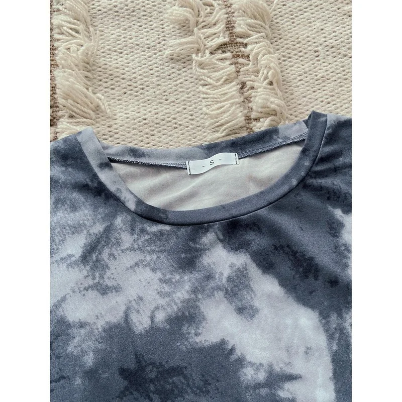 QWEEK Home Suit for Women Set Woman 2 Pieces Spring Summer Pajamas Printed Tie Dyed Home Clothes Pijamas Pyjama Stringy Selvedge