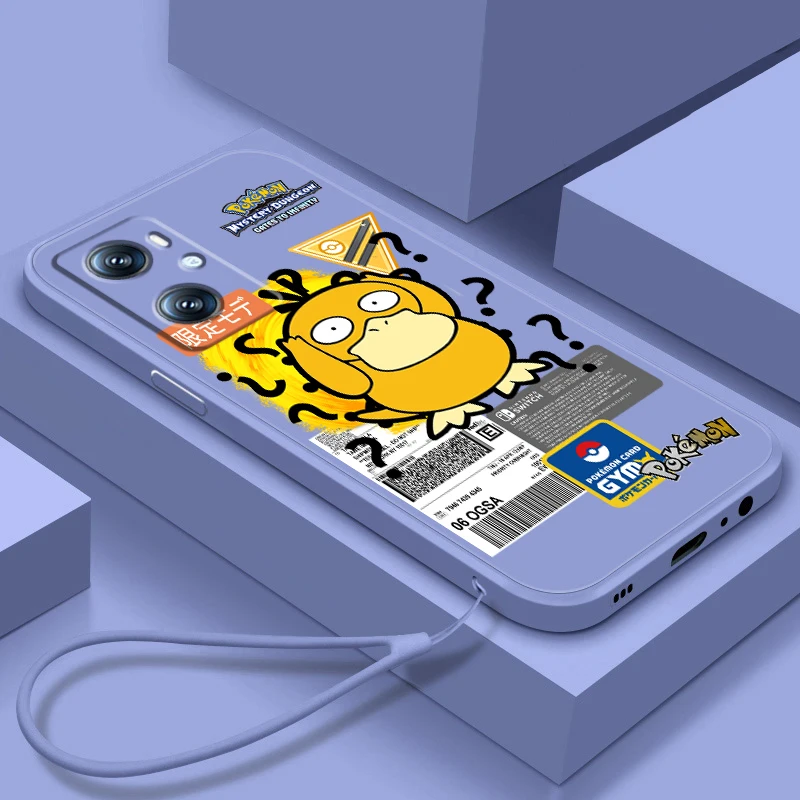 

Phone Case For OPPO Find X6 X5 X3 Lite A96 A94 A93 A77 A76 A74 A72 A57 A53S A16 5G Pokemon Mewtwo Gengar Psyduck Liquid Rope