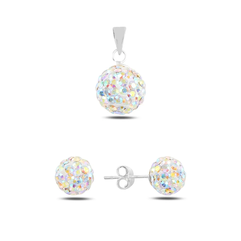 

Silver 925 Sterling Ball Crystal Cubic Zirconia Set