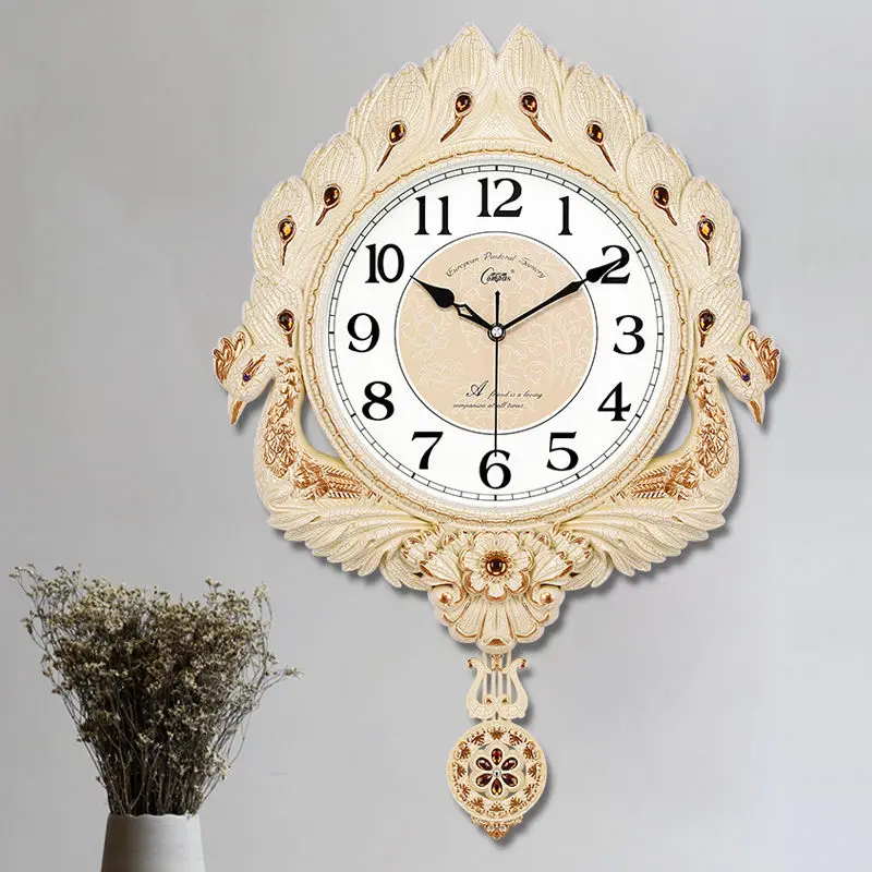 Wall Clock European-style Swing Living Room Silent Creative Personality Home Electronic Quartz |