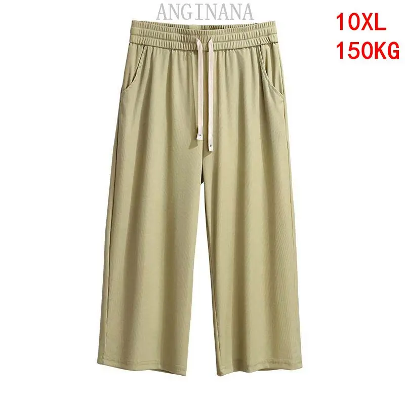 

Large women's 10xl 150kg casual pants big size 8xl 9xl summer high waist large elastic loose black blue green Capris 52 54 56
