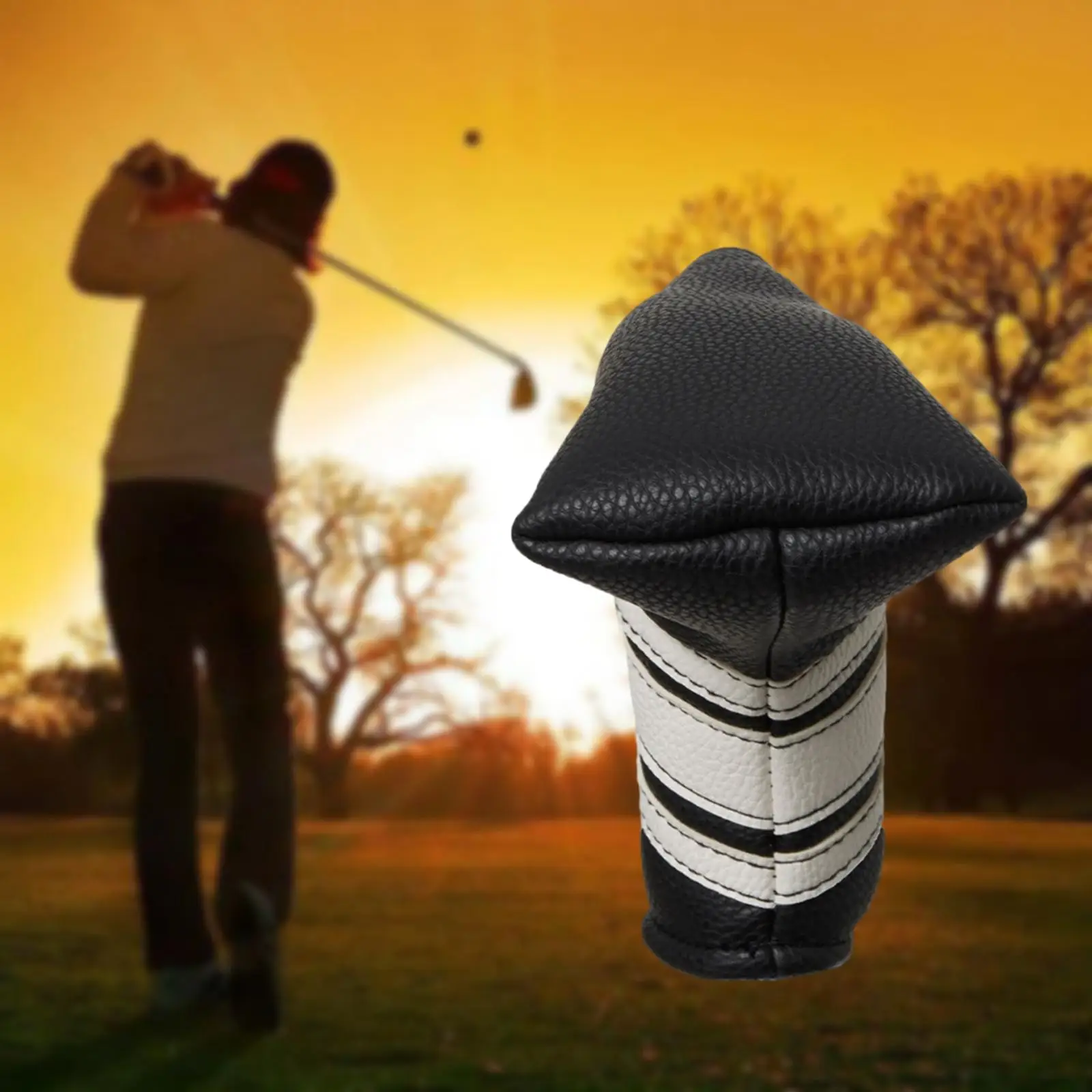 

Universal 1x Stripes Case Protector Anti-Scratch PU Leather Lightweight Golf Iron Headcover for Beach Golf Club Friends Outdoor