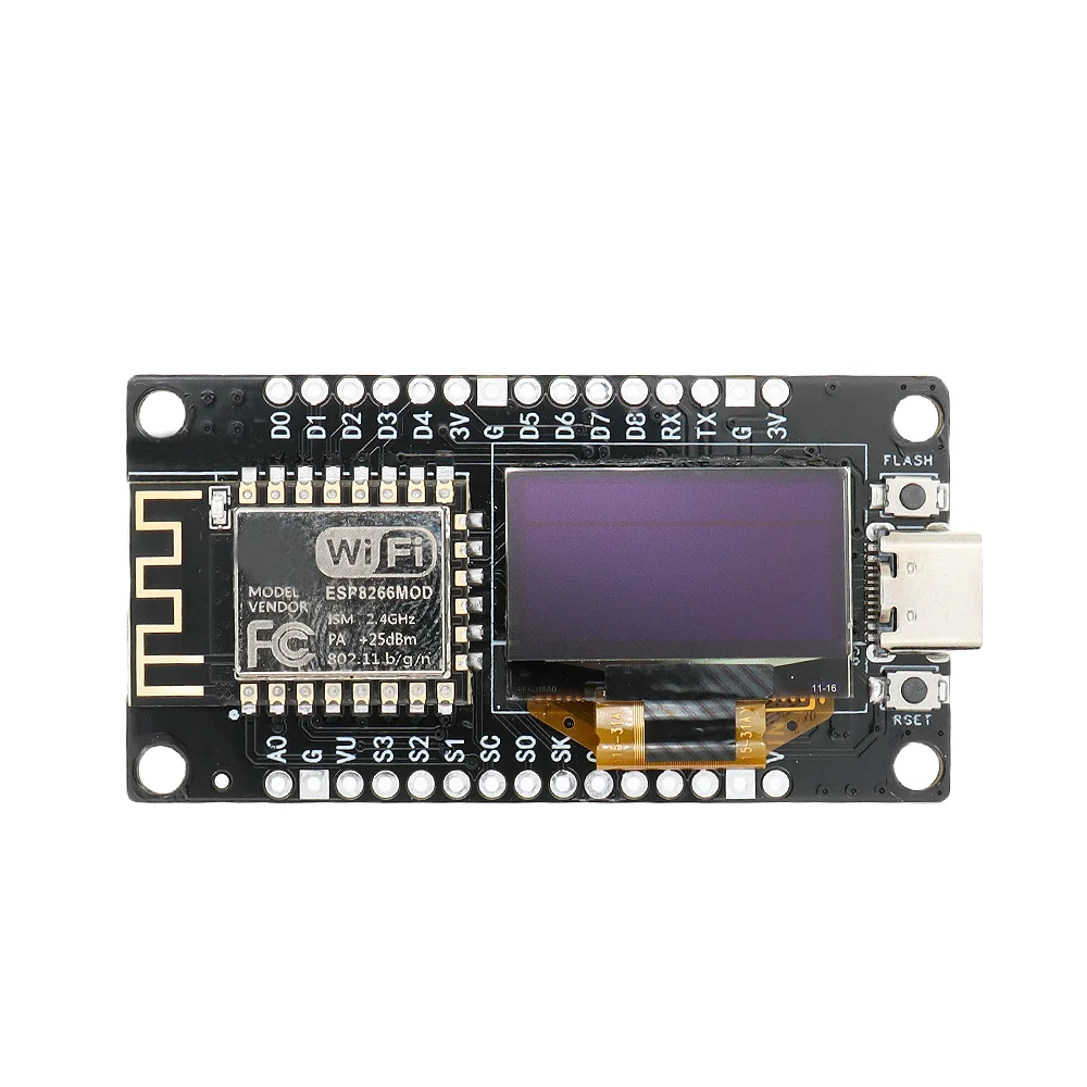 Фото Плата разработки NodeMCU ESP8266 V3 с 0,96-дюймовым OLED-дисплеем, модулем Wi-Fi CH340 ESP-12F, USB Type-C для IDE Micropython №5
