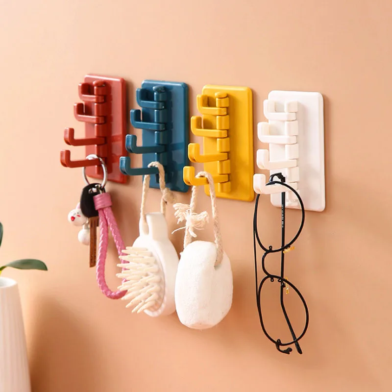 Creative Organ Hook Multifunction Punch-free Plastic Hooks Kitchen Bathroom Rotating Storage Rack Wall-mounted Storage Holder