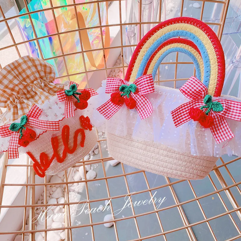 

Hd5316a12 летняя сетчатая вязаная крючком вишневая бабочка радужного цвета сумка для девушек