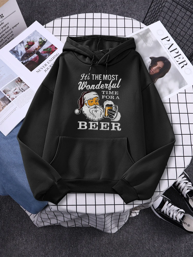 

It'S The Most Wonderful Time For A Beer Female Hoodie Comfortable Fashion Long Sleeves Soft Autumn Vintage Tops Women Sweatshirt