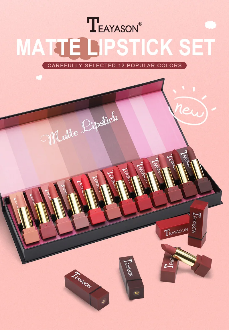 12 цветов/комплект матовая длинная прочная водостойкая Помада Увлажняющий