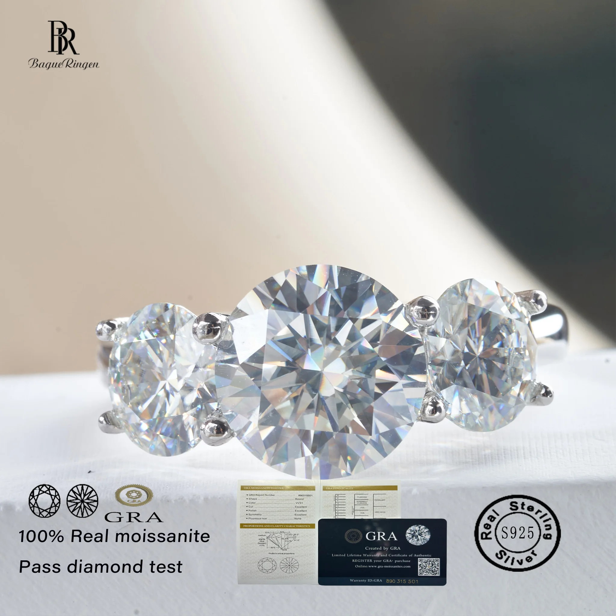 Женское кольцо обещания из серебра 925 пробы с круглым камнем