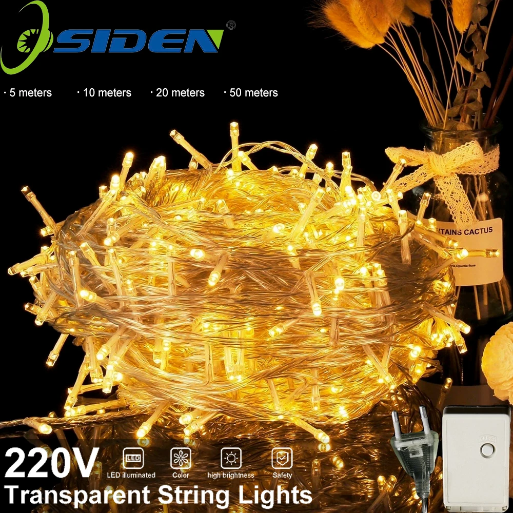 Led String Fairy Lights Christmas  5M10M20M50M 4Color 8 Modes AC220V/110V Holiday Lighting For Wedding Party Garland Decoration