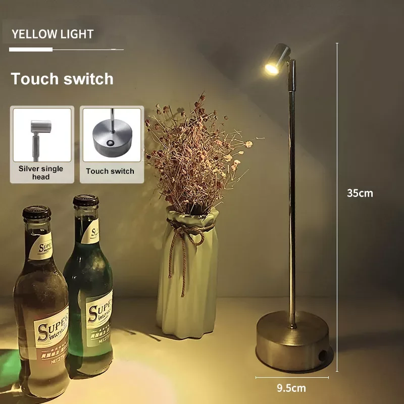 

LED Table Lamp Rechargeable Cordless Portable Metal Desk Lamp 2-Levels Brightness Bedside Night Light Nightstand Outdoor Camping