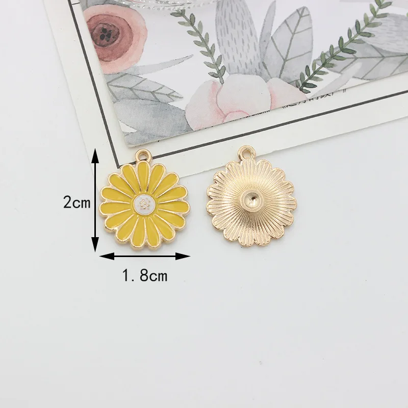 10 шт./лот 18x20 мм белый синий желтый цветок с масляной эмалью DIY Подвески для сумки