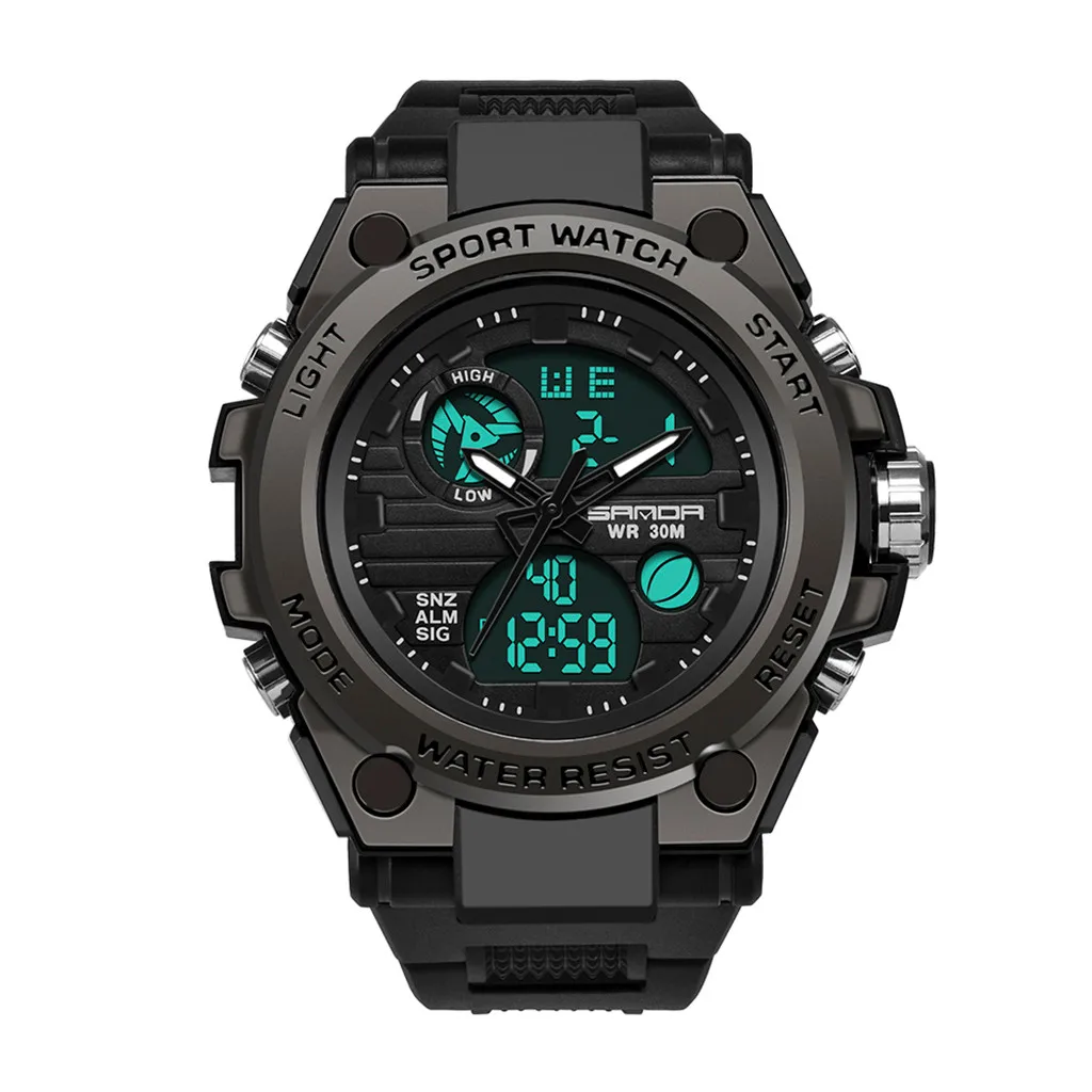 

Luxury Men Sport Watch Dual Display Analog Digital LED Electronic Wrist Watches Relogio Masculino Electronic Watch 1pc Men's