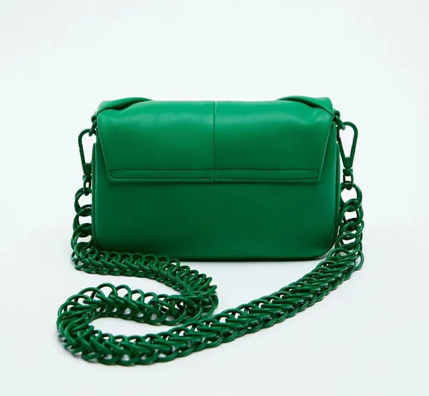 2022 New Designer Pleated Soft Pu Leather Shoulder Bag Simple Gold Chain Crossbody Bags for Women Female Square Messenger Bag