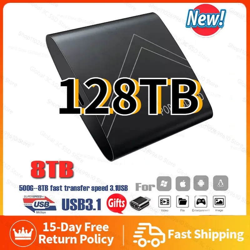 

Original Portable Hard Solid State Drive External SSD USB3.1 64TB 2TB 1TB 128TB Capacity Mobile Hard Disk USB Typc-C SSD