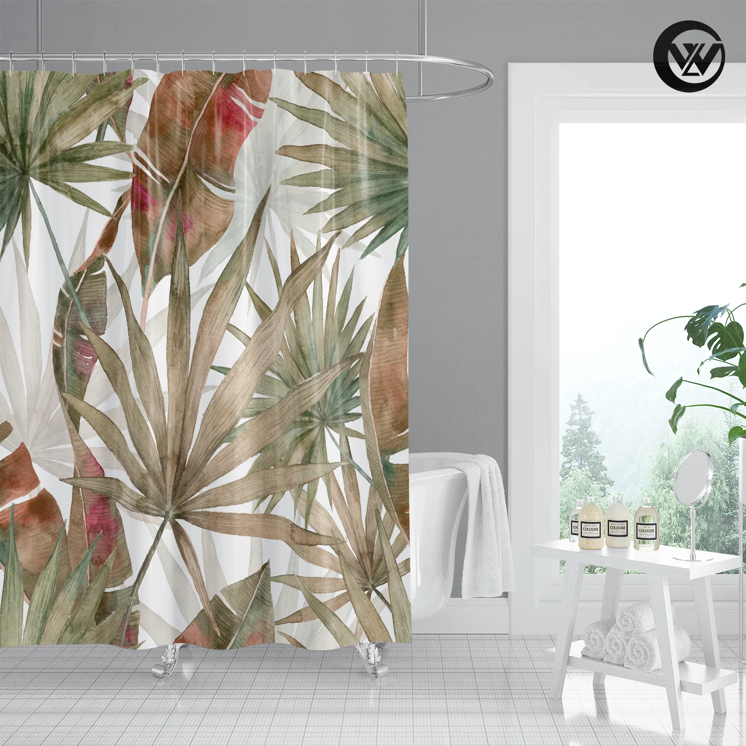 

Seaside Sea Beach Sea Wave Coconut Tree Shower Curtains Bathroom Curtain Frabic Waterproof Polyester Bath Curtain with Hooks