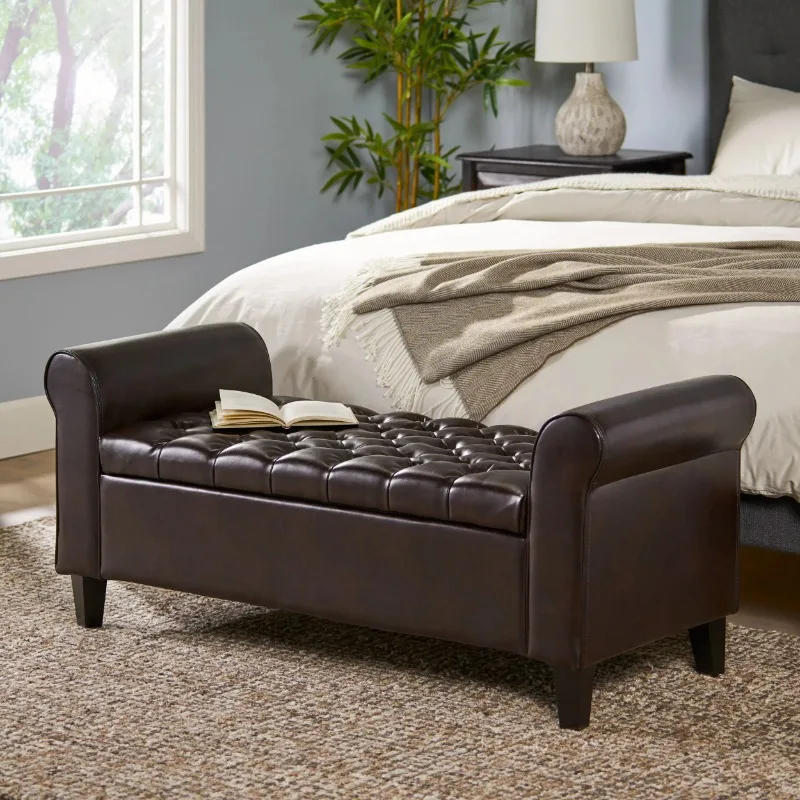

Noble House Sheffield Rectangular Lift Top Ottoman, Brown