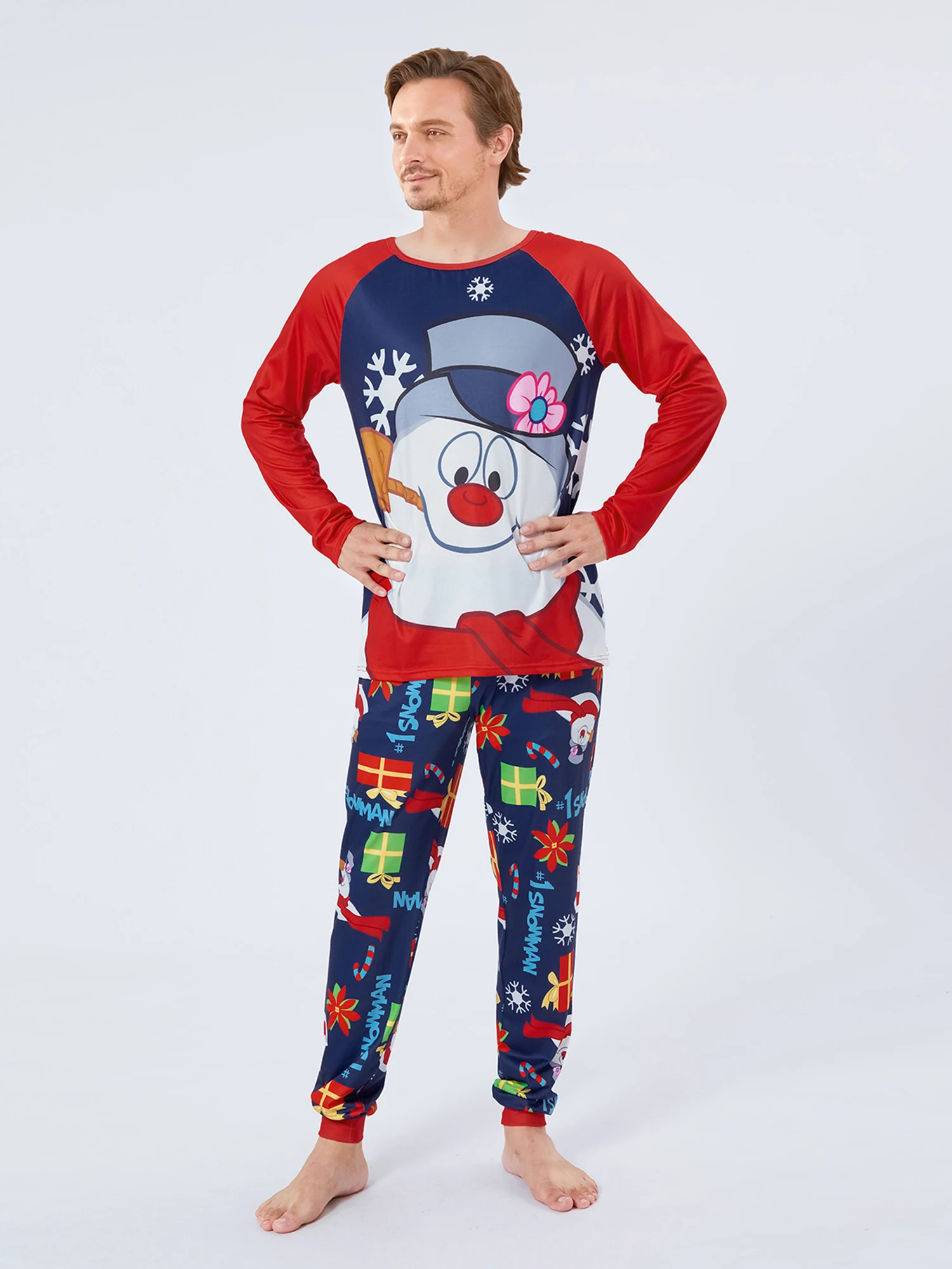 

Family Christmas Matching Pajamas 2023 Xmas Pjs Matching Snowman Print Tops Pants Holiday Home Sleepwear Family Look Outfits