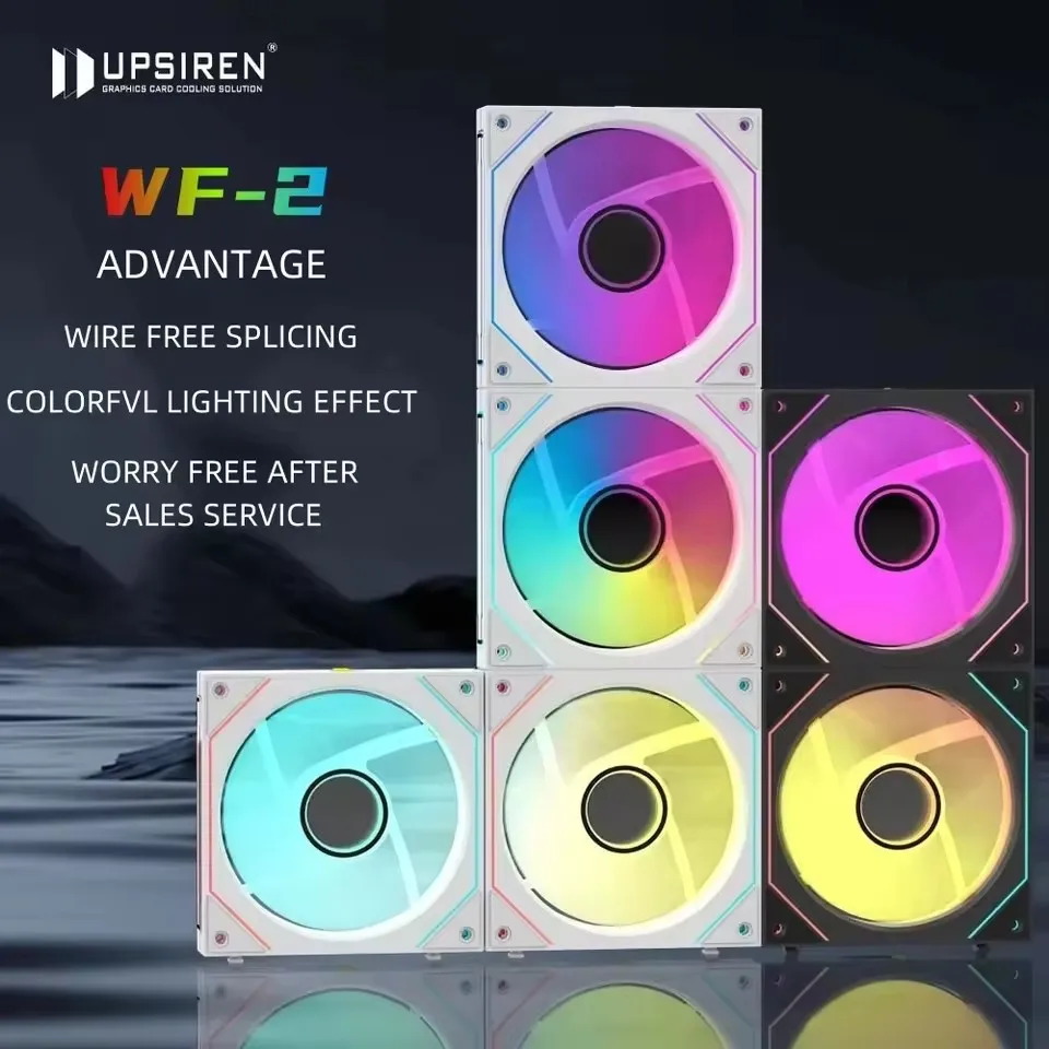 Фото UPSIREN WF-2 3 шт., бесплатный вентилятор для шасси, 12 см, 5 В, 3 контакта, ARGB/4 контакта, ШИМ, вентиляторы с большим объемом воздуха, 47,2 куб. футов FM/800-1800 об/мин/30 дБА №5