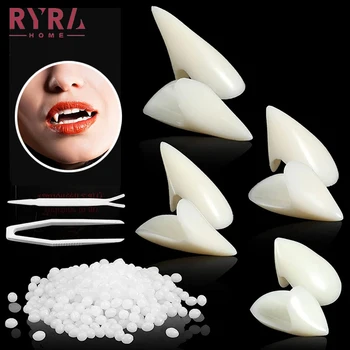 Halloween Vampire Teeth Cosplay Decoration Props Resin False Teeth With Solid Glue Denture Adhesive Holiday DIY Decorations 1