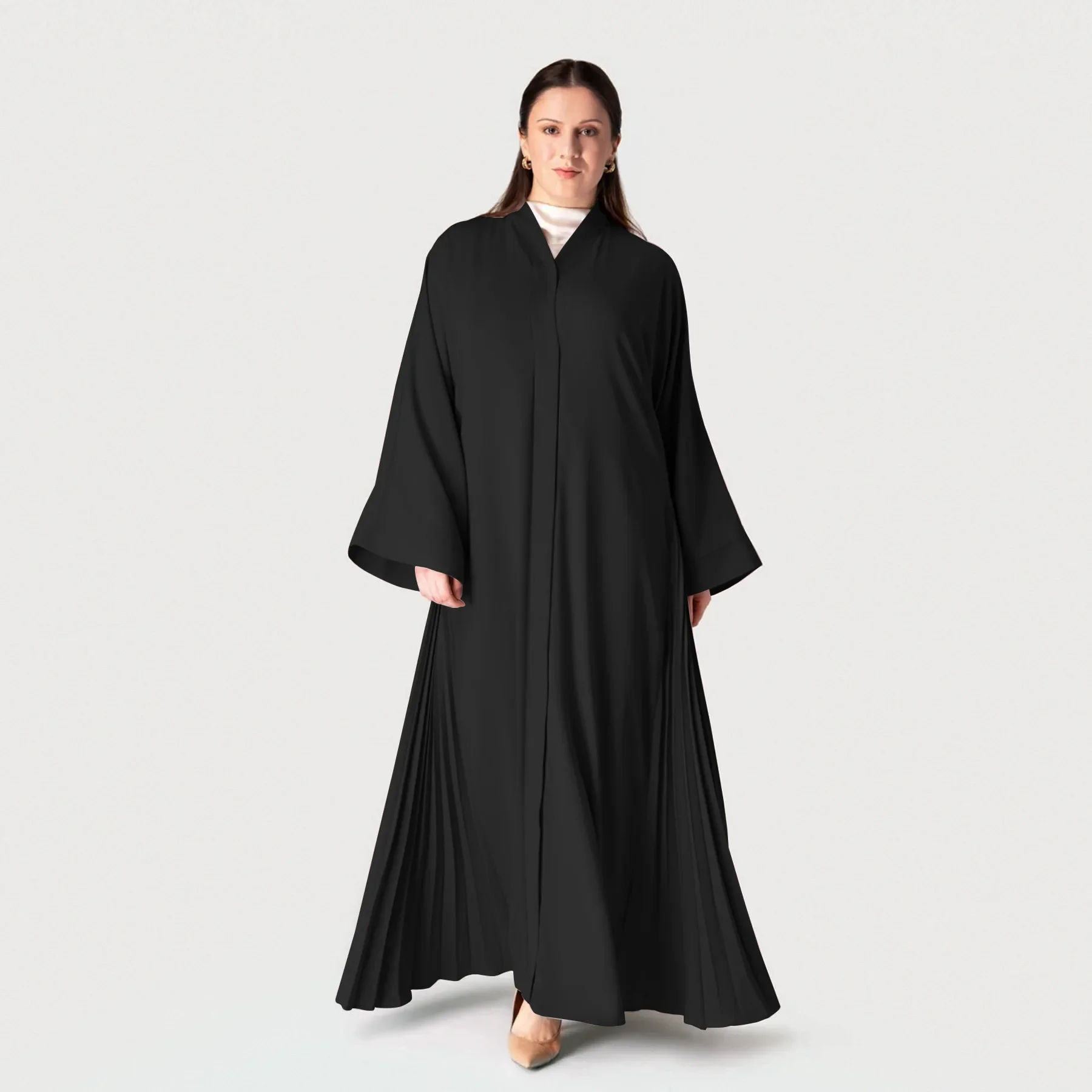 Простое плиссированное кимоно Абая арабское мусульманское платье открытые