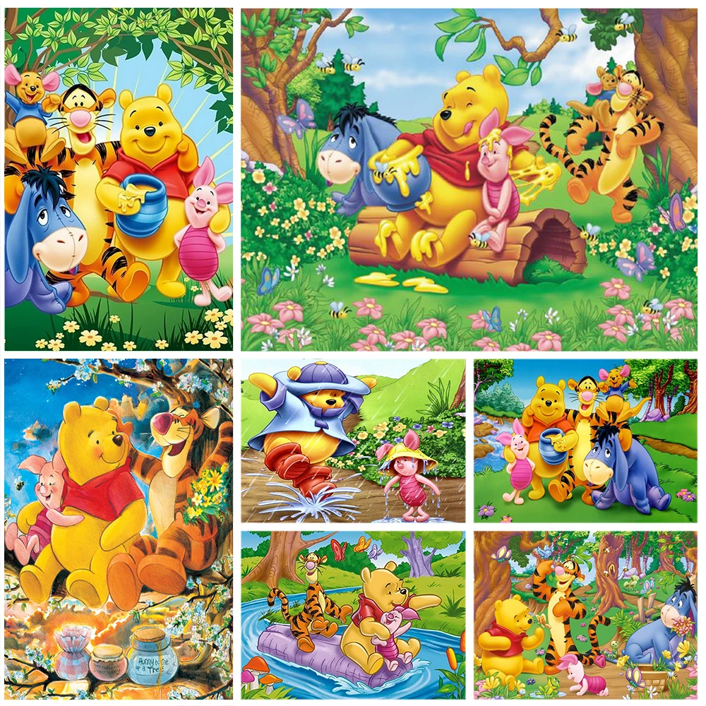

Disney DIY Diamond Embroidery Cross Stitch Animal Full Round 5D Painting Cartoon Winnie the Pooh Mosaic Home Decor Gift