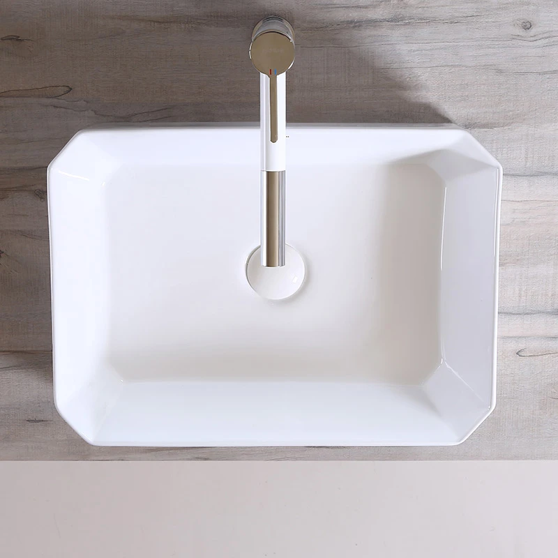 

Pure White Ceramic Wash Basin Counter Pull Faucet Bathroom Sink Bowls