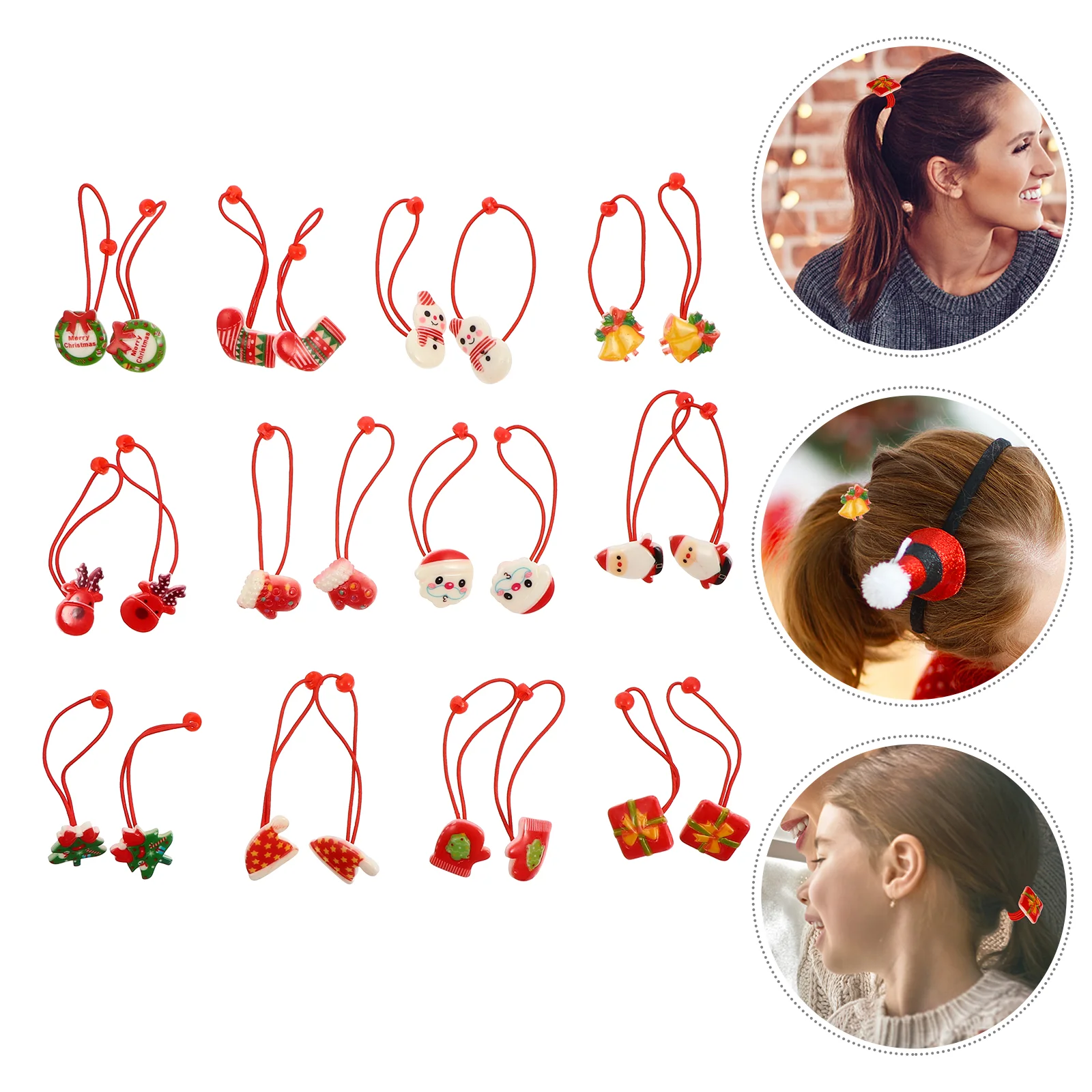 

Hair Christmas Ropes Ties Ponytail Holder Elastic Tieaccessories Bands Babygirls