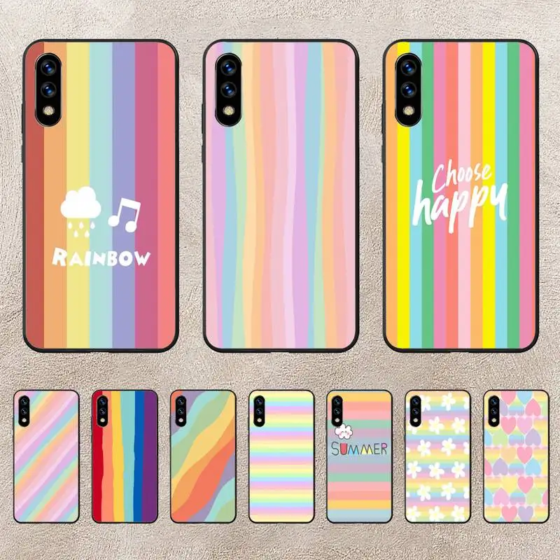 

Colorful Rainbow Stripe Phone Case For Huawei P10 P20 P30 P50 Lite Pro P Smart Plus Cove Fundas