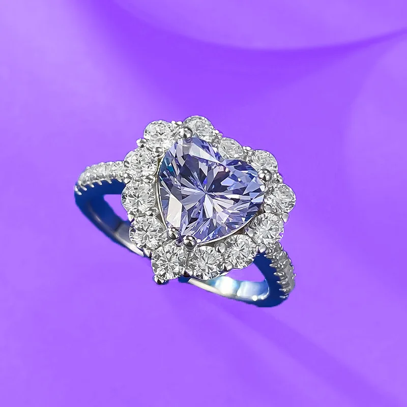 Новинка набор серебряных колец с высокоуглеродистыми бриллиантами 8*8 в форме