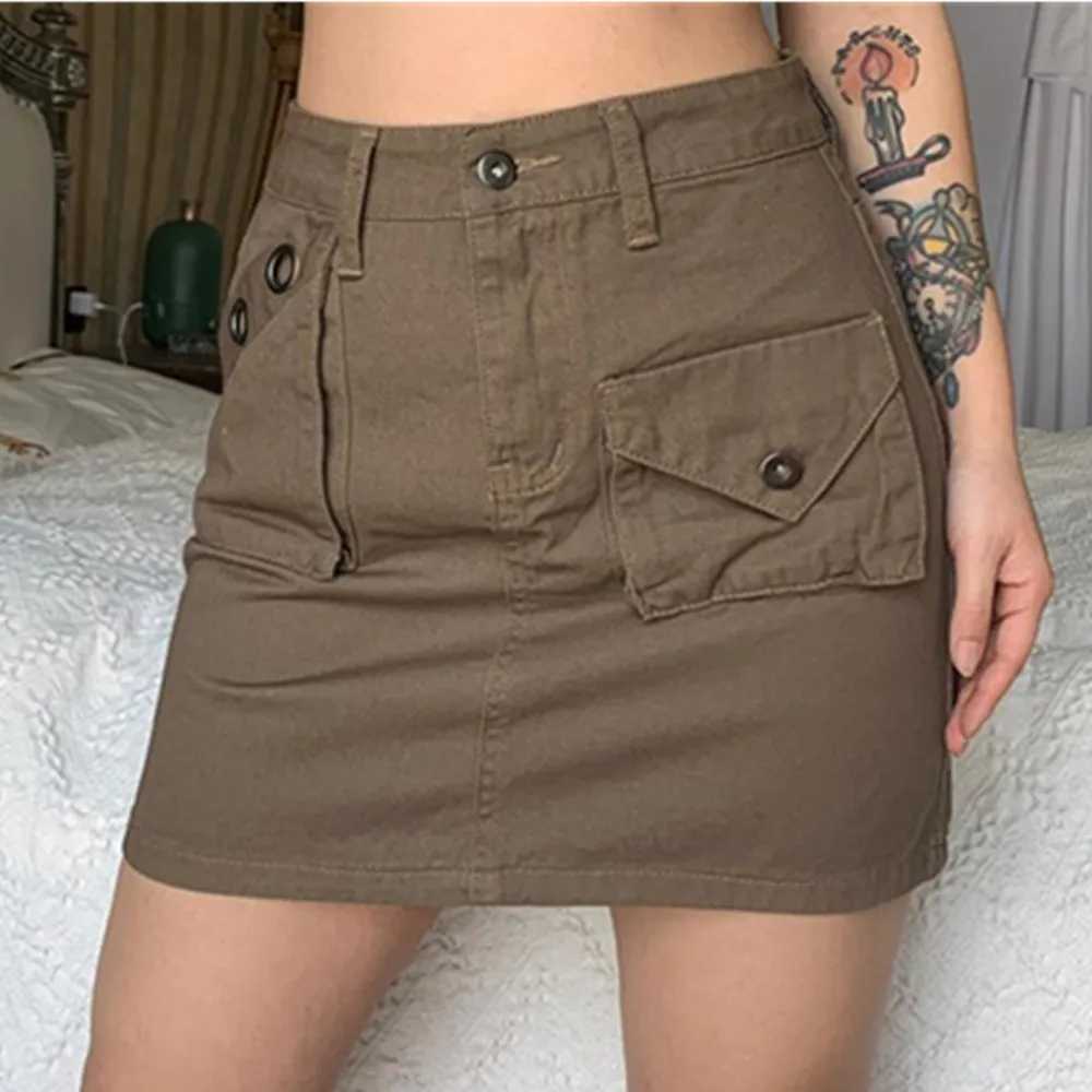 

Женская джинсовая короткая юбка с заниженной талией, зеленая винтажная джинсовая юбка в стиле хиппи, модель Y2K на лето, 2022