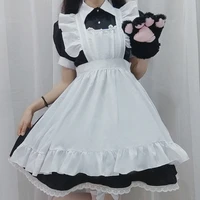 mandylandy japanese style maid dress short sleeve black and white maid suit cute daily cosplay restaurant cafe maid party dress