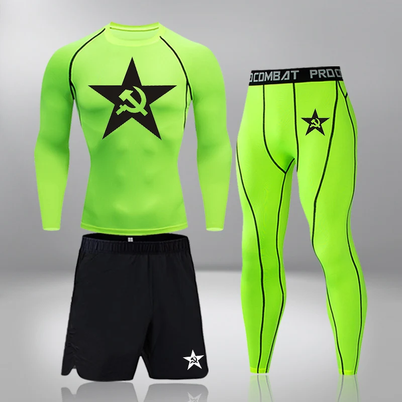 

Men's Athletic Wear T Shirts Running Set Sportswear Quick-Drying Tights Tracksuit Gym Compression Clothing Fitness Running Set
