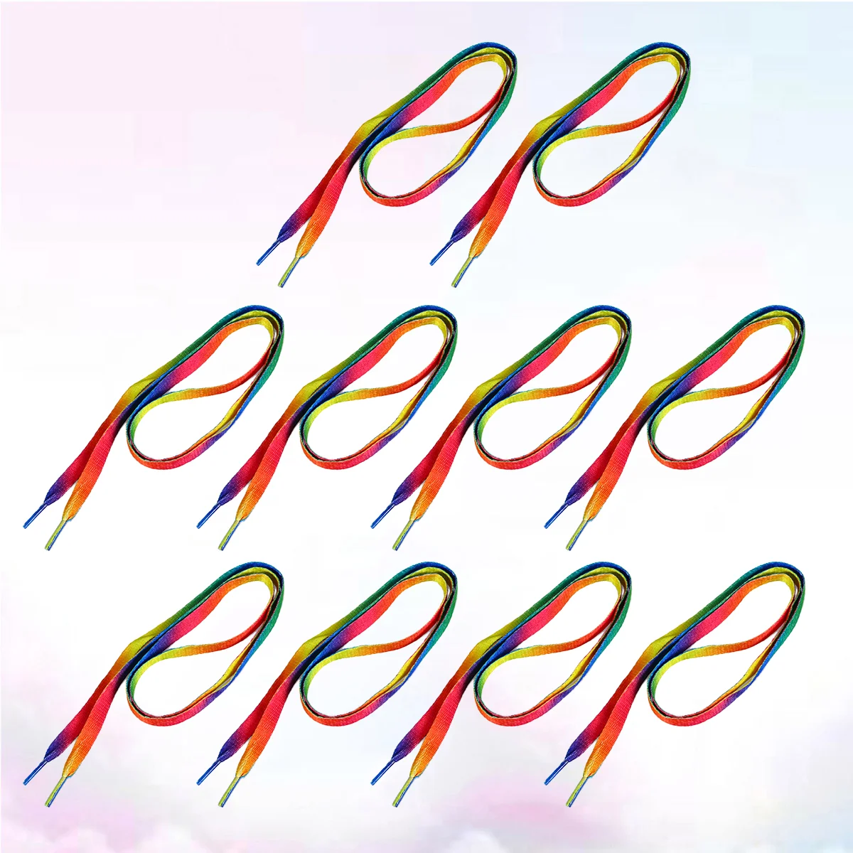 

10Pairs Flat Colorful Elastic Shoelaces Gradient Rainbow Shoestring Polyester Printed Shoe Accessory for Sneakers (