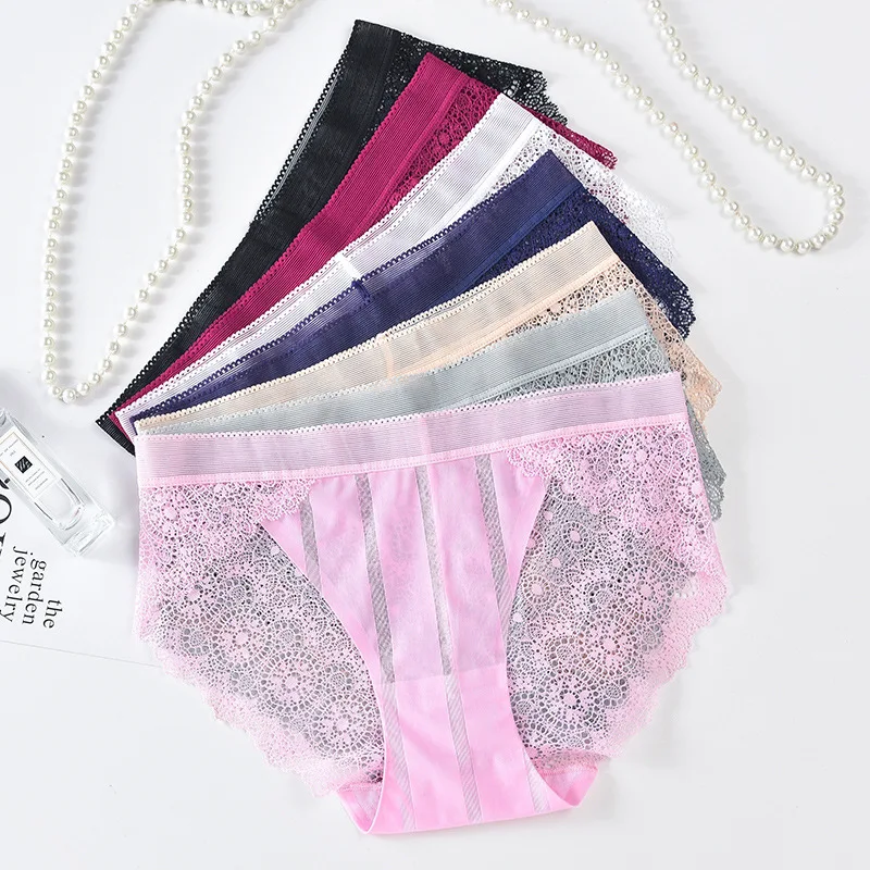 

Пикантные кружевные бесшовные трусики из вискозы в японском стиле хлопковые трусики большого размера со средней талией и промежностью из п...