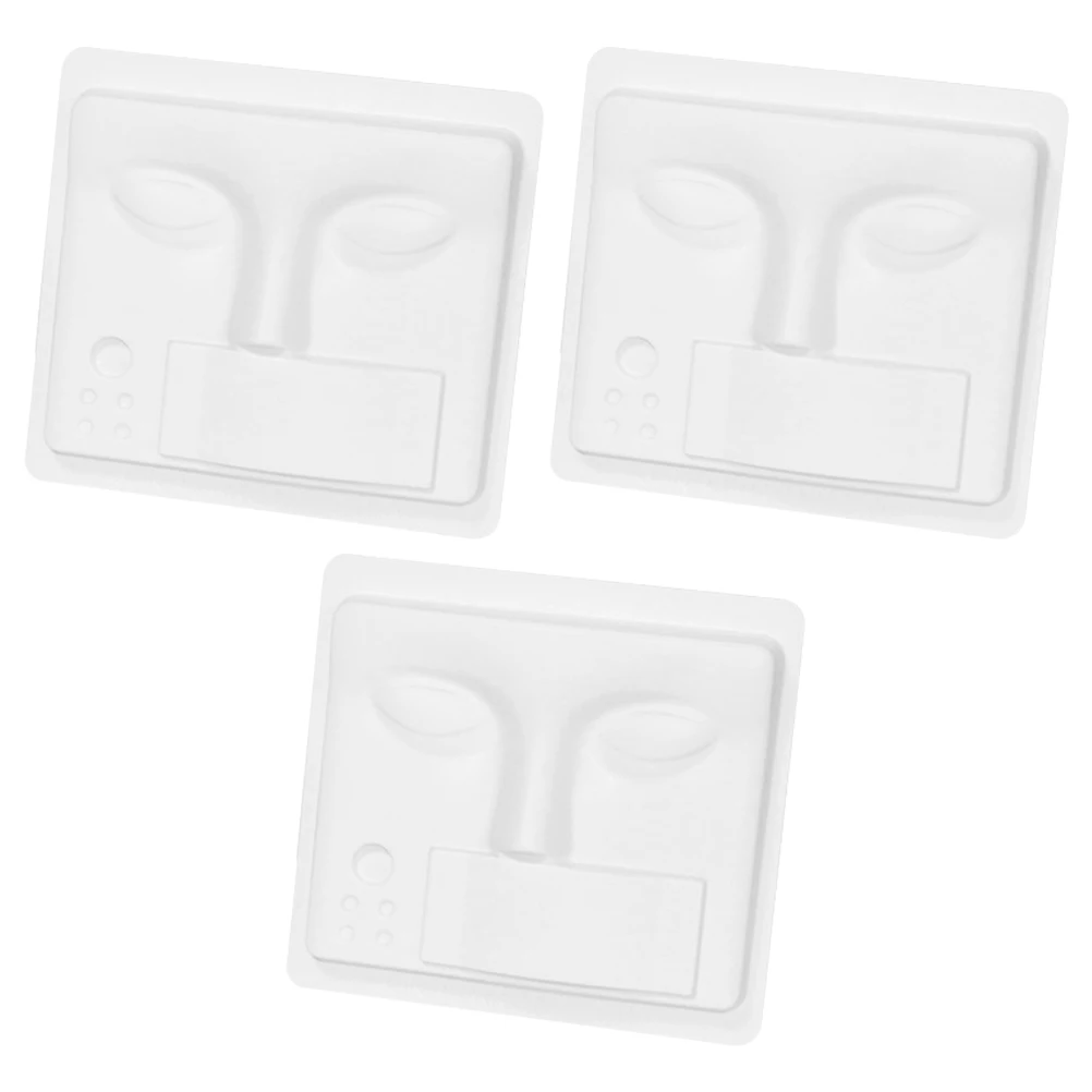 

3pcs Salon Practice Eyelash Tray Compact Lightweight Beauty Face Models Eyelash Trays Plastic Face Models for Practice Training